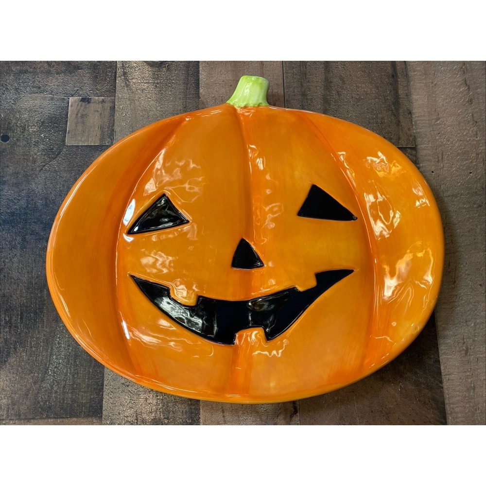 Serving Plate 14.5" Target  2004 Halloween Pumpkin candy treat‎ orange Vtg
